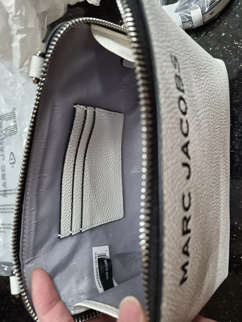 Marc Jacobs White Pebbled Leather Crossbody Bag